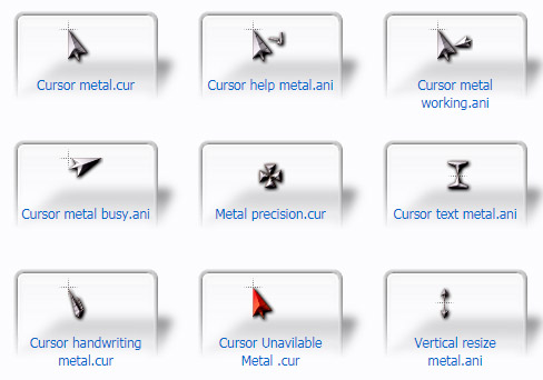 Metal grey bevelled Mouse Cursors