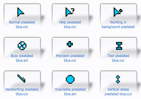 Pixelated blue Mouse Cursors