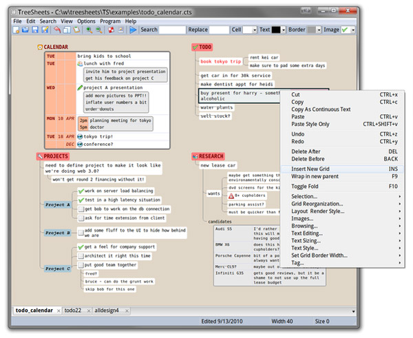 TreeSheets - Free Form Data Organizer