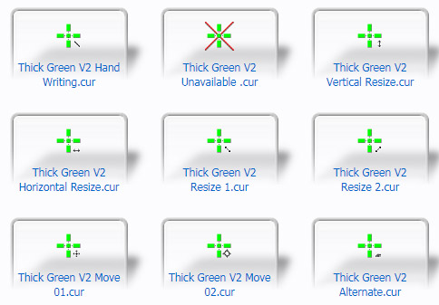 Thick Green V2 Crosshair Cursors