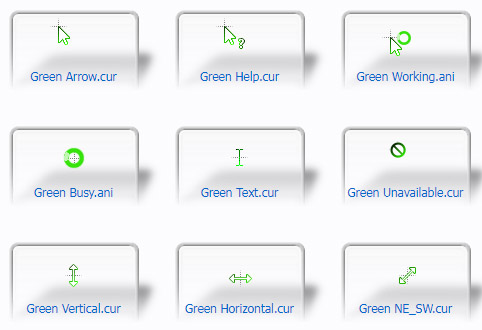 Shaded Green Toxin Mouse Cursors